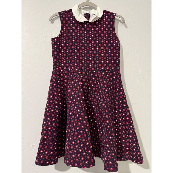 Janie and Jack collared red blue floral print skater dress 8 - Picture 1 of 6